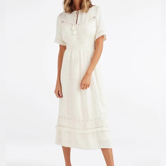 NWT Vetta The Lace Midi Dress Sz XL Ivory